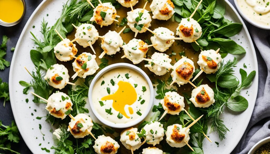 creamy mustard dipping sauce for turkey feta balls